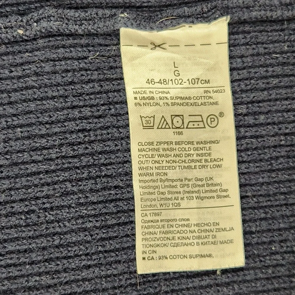 Banana Republic Sweater Mens Blue Full Zip Cardigan Supima Cotton Ribbed
